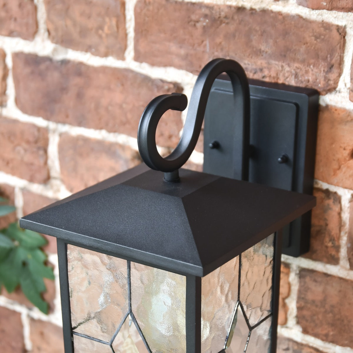 Close-Up of Backplate on Black Contemporary Searchlight Rectangular Top Fix Wall Light