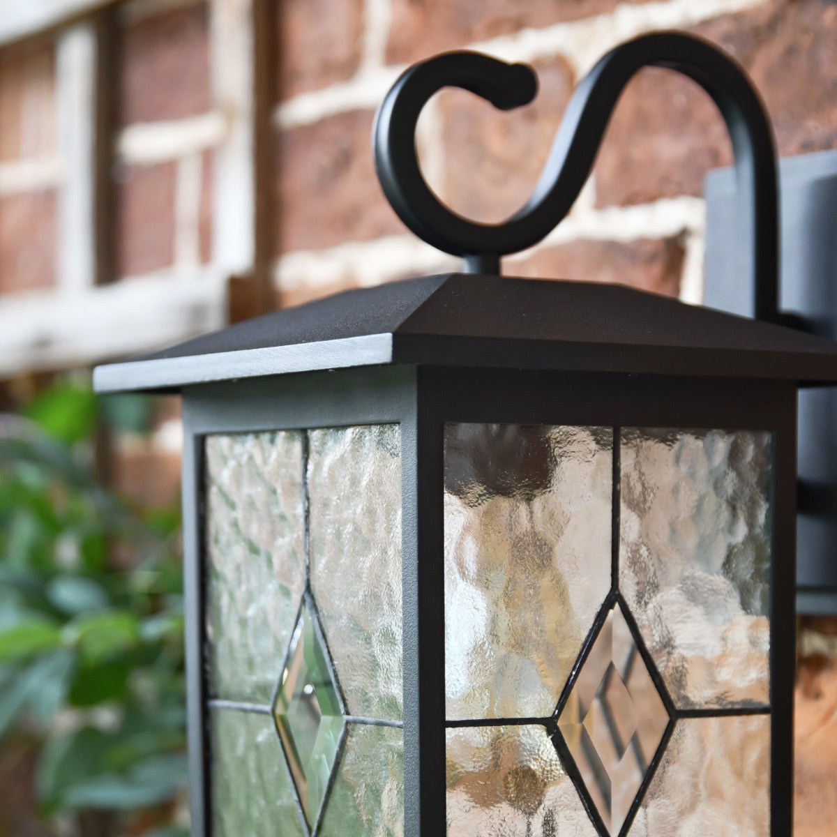 Black Contemporary Searchlight Rectangular Top Fix Wall Light in Situ