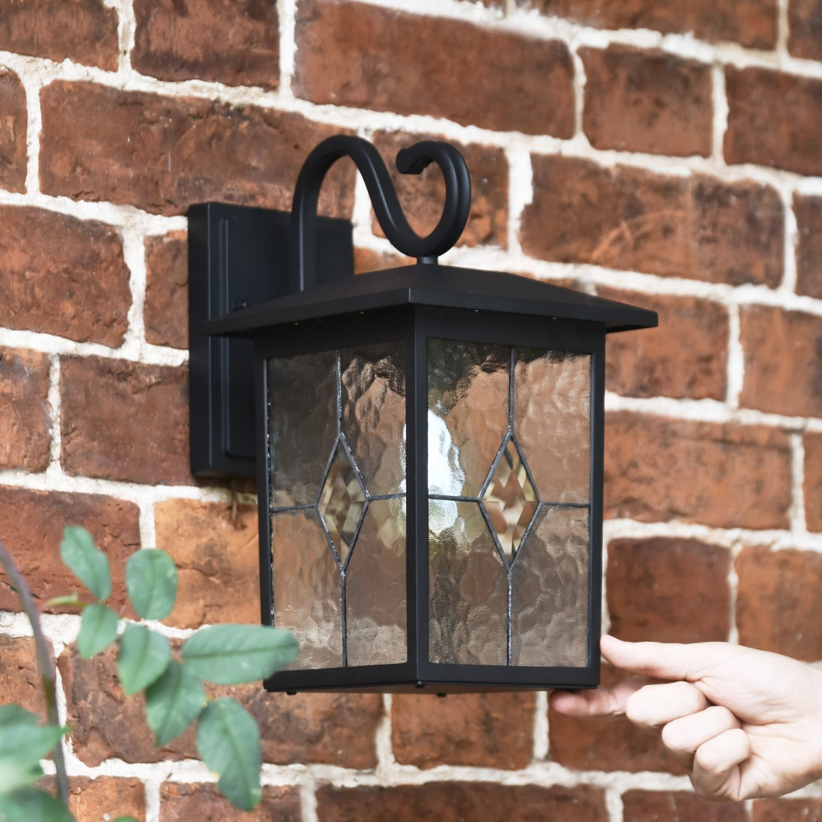 Scale Shot of Black Contemporary Searchlight Rectangular Top Fix Wall Light