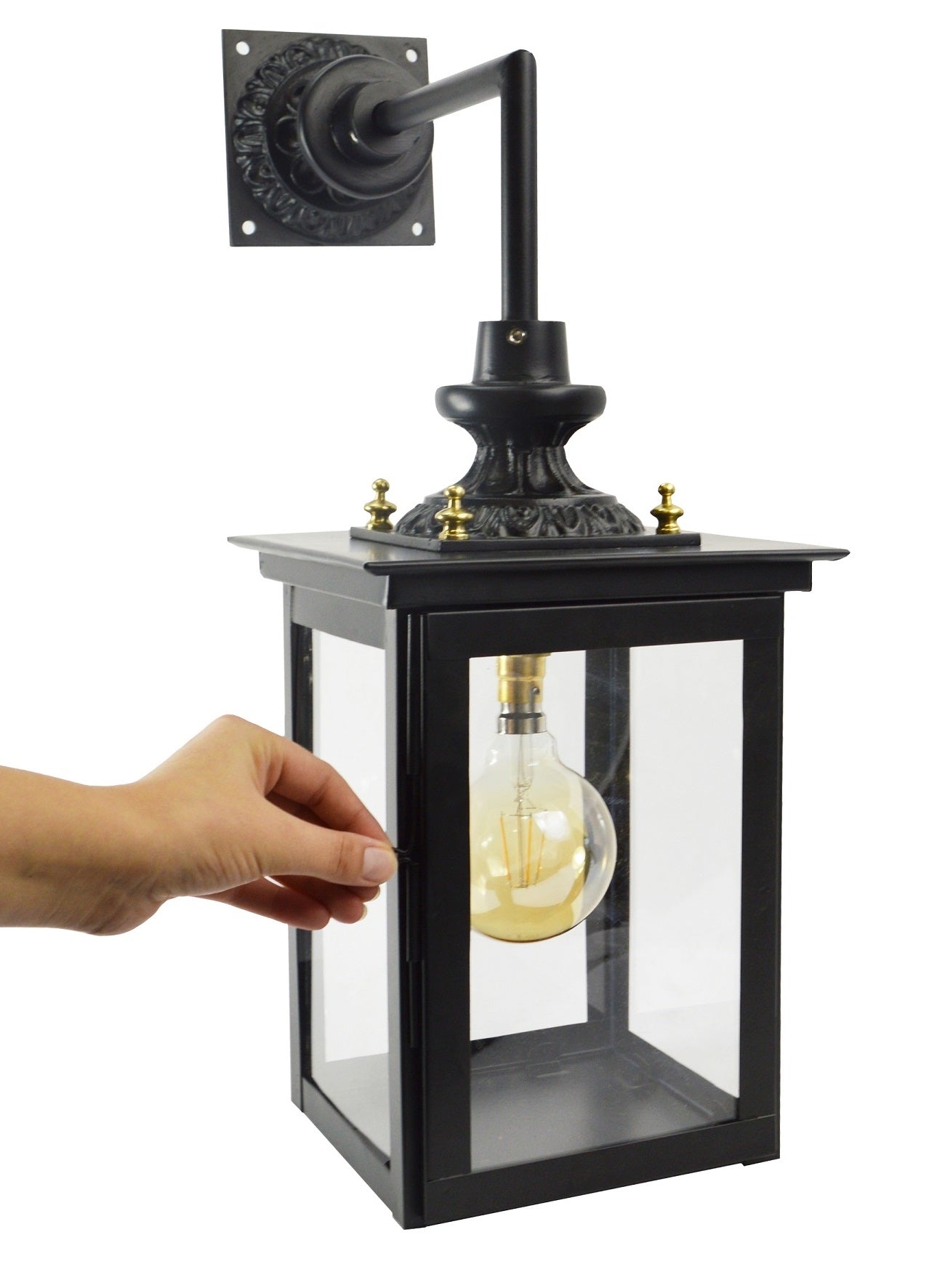 Black Contemporary Top Fix Wall Lantern