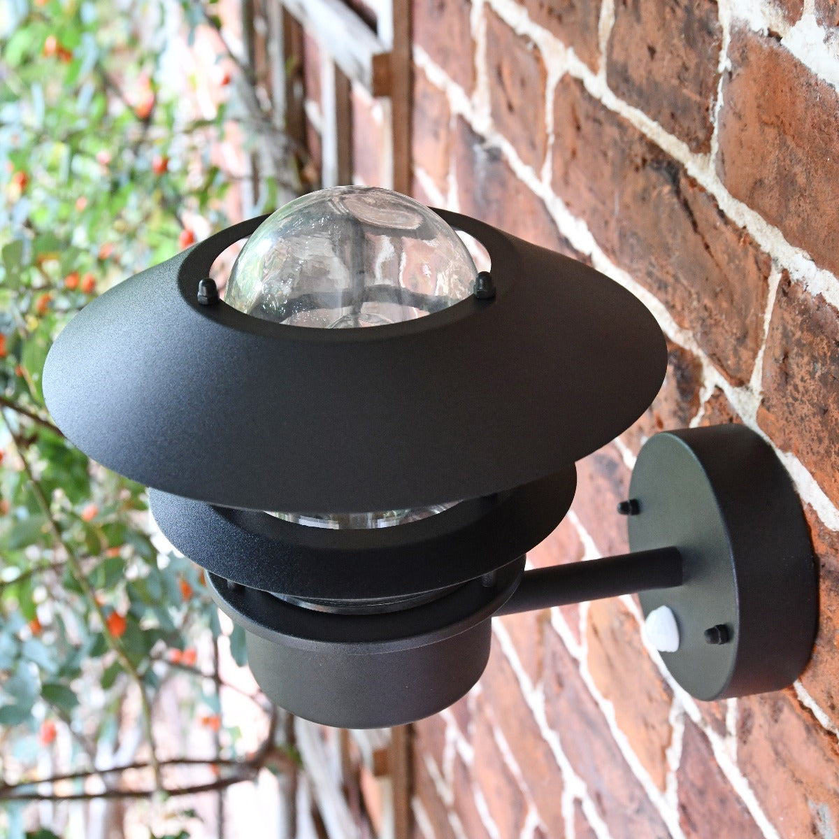 Black Modern Wall Light with Built-In PIR Sensor