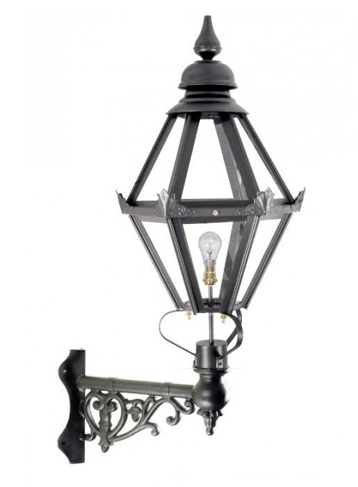 Deluxe "Craven" Black Hexagon Wall Light On Ornate Corner Bracket