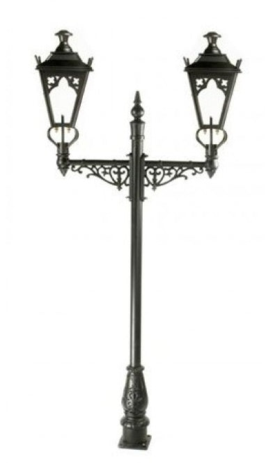 Black Double Head Gothic Garden Lamp Post