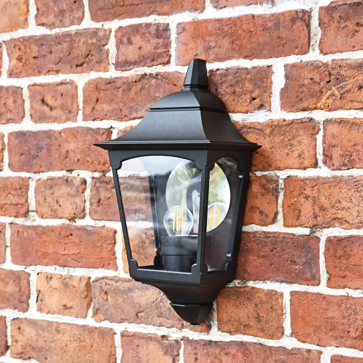 Black Flush Traditional Half Wall Lantern