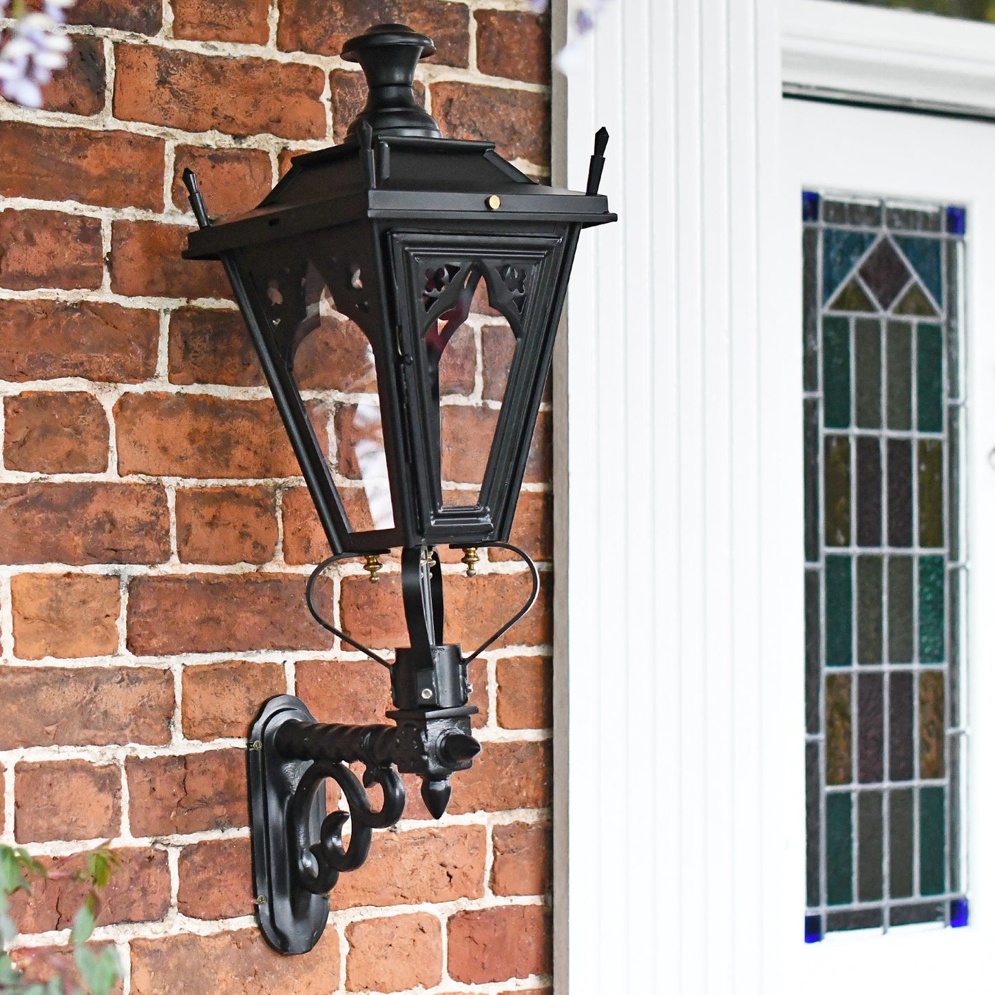 Black Gothic Wall Lantern on Scrolled Bracket