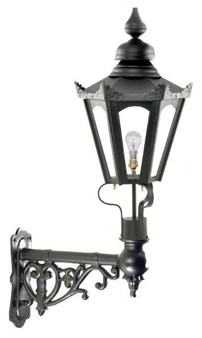 Black Hexagon Wall Light On Ornate Bracket