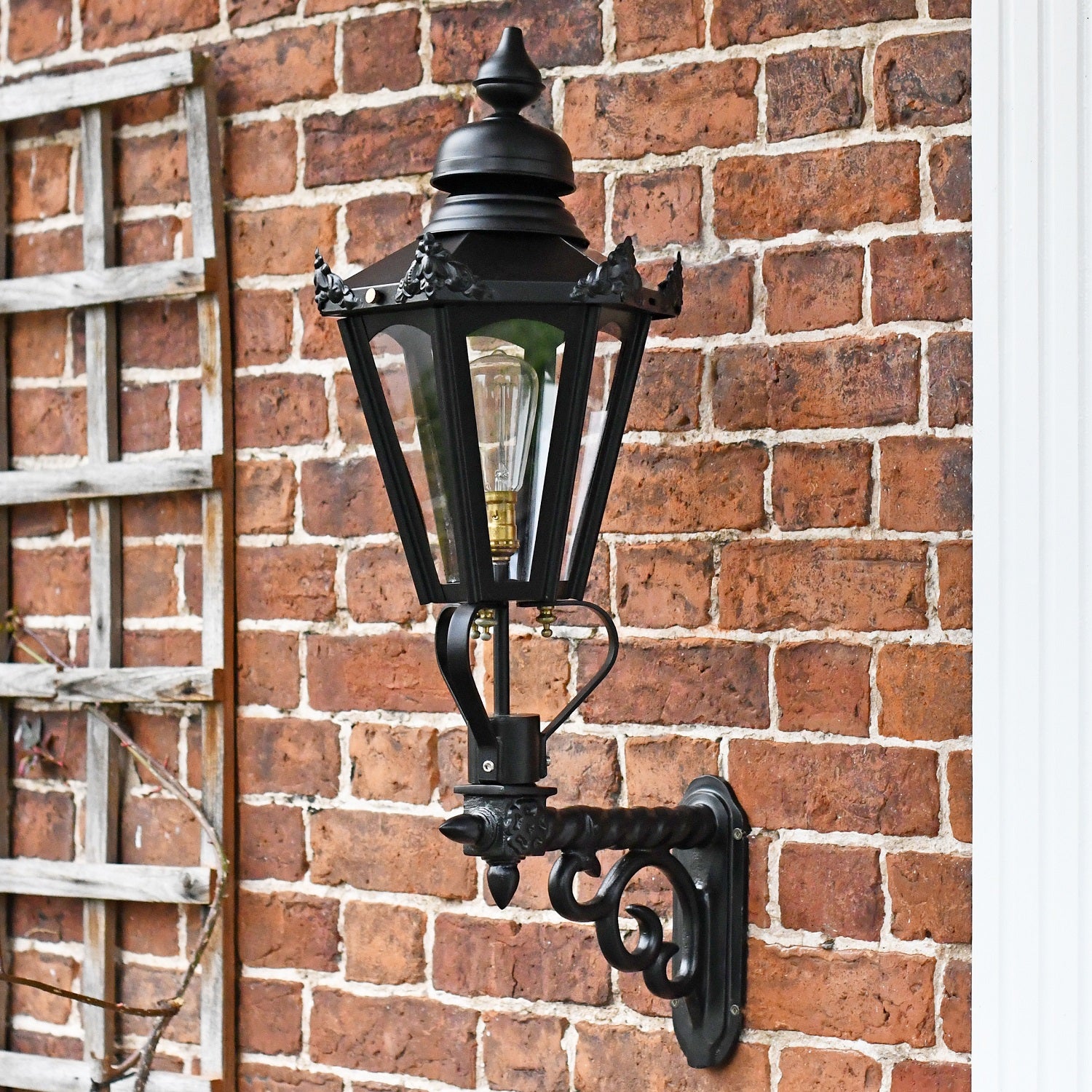 Black Hexagon Lantern On Scrolled Bracket