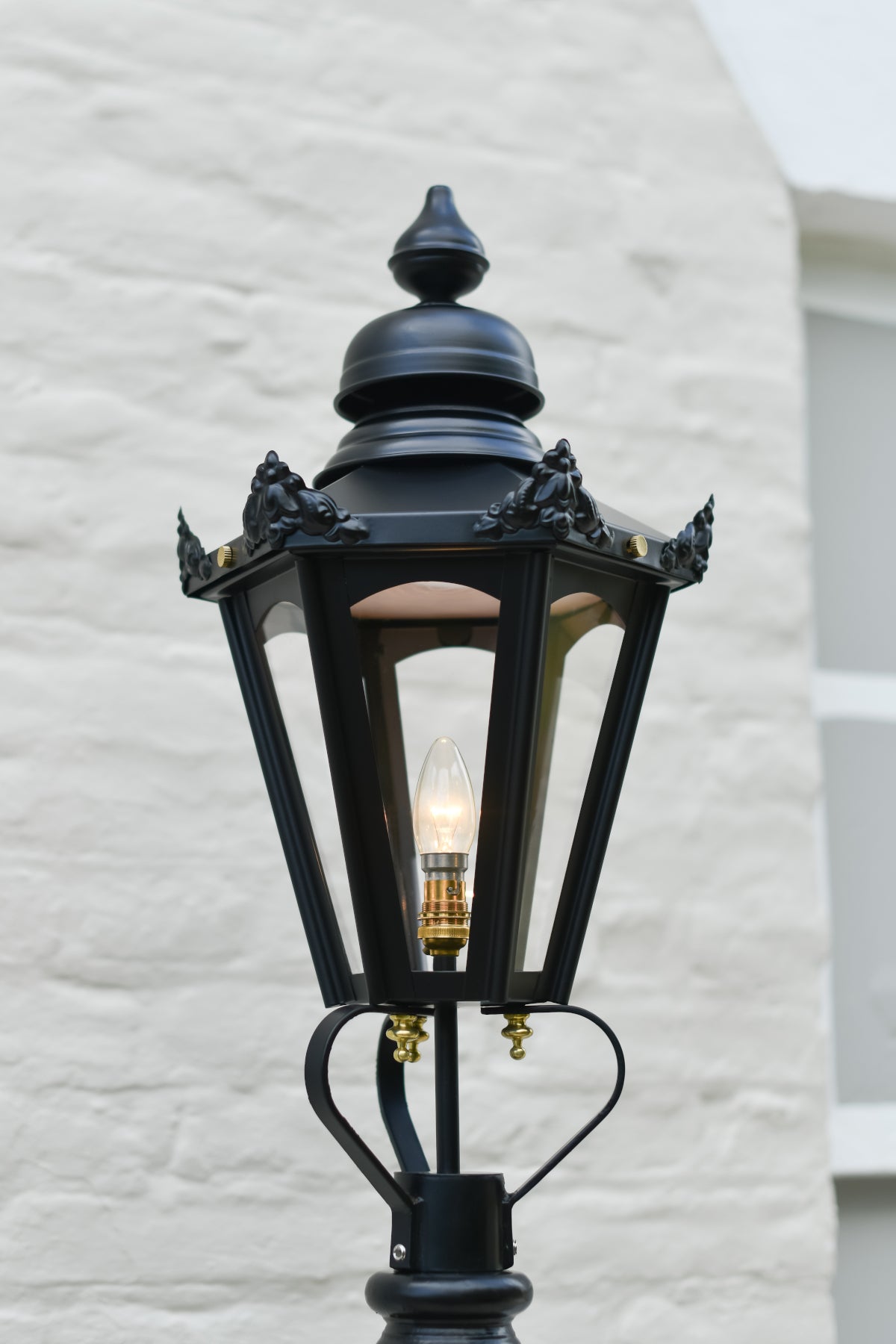 Black hexagonal lantern top