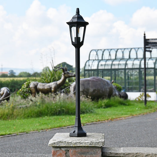 Black Hexagonal Tall Driveway Pillar Light