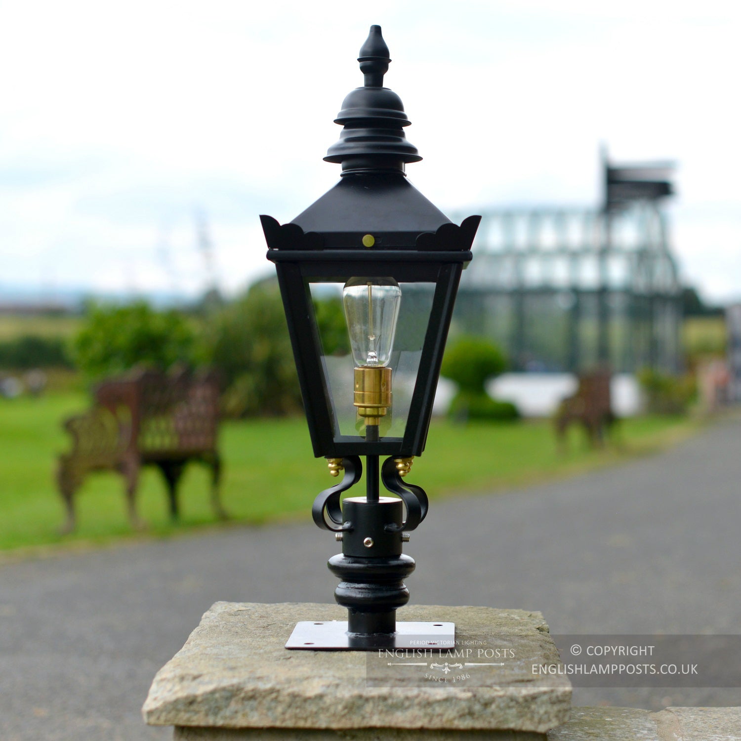 Black Kensington Lantern & Pillar Post Set