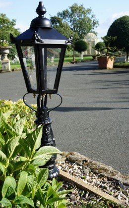 Black Victorian Driveway Pillar Lamp Post and Lantern