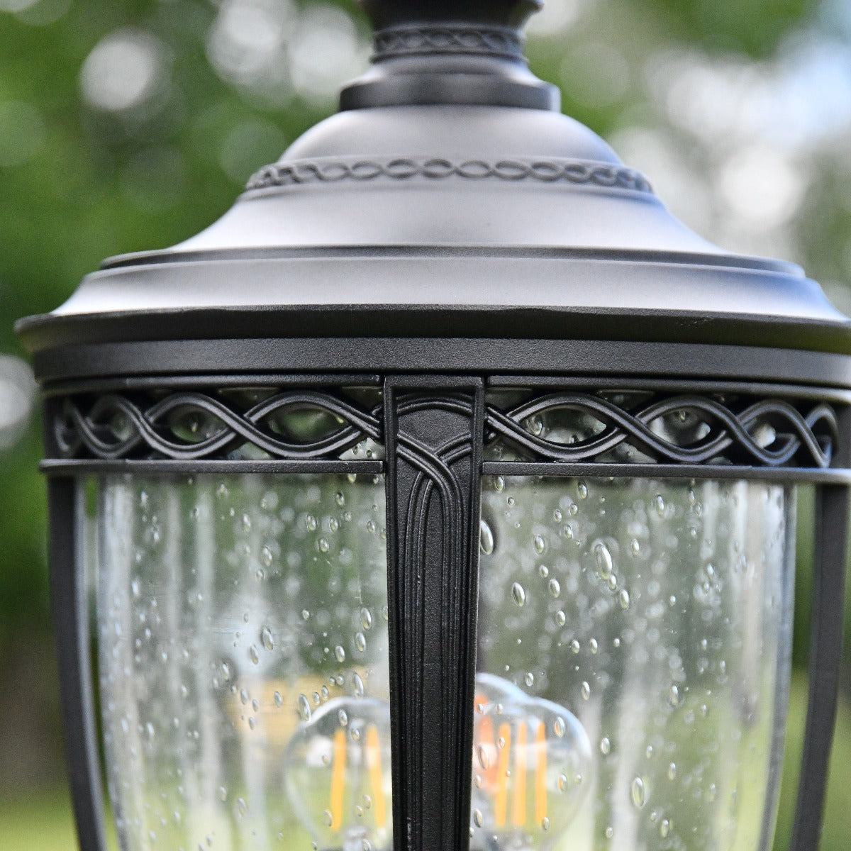Black Manor Style Garden Lamp Post 2.4m With Ornate Detailing
