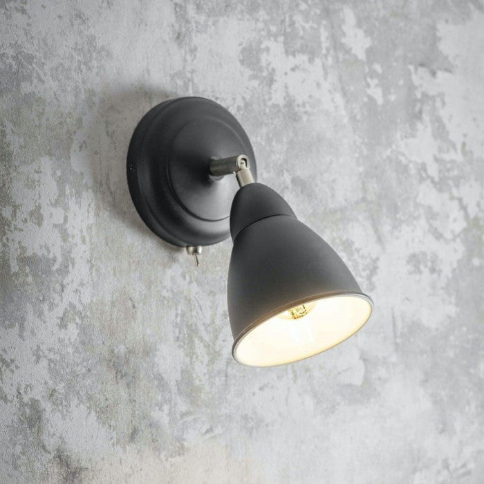 Black Modern Adjustable Wall Light by Garden Trading
