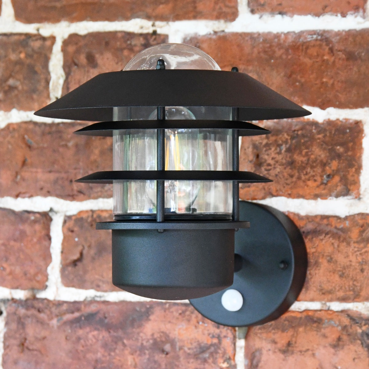 Black Modern Wall Light with Built-In PIR Sensor