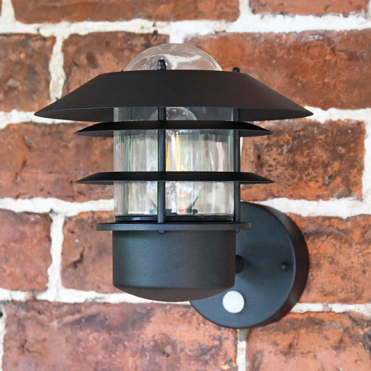 Black Modern Wall Light with Built-In PIR Sensor
