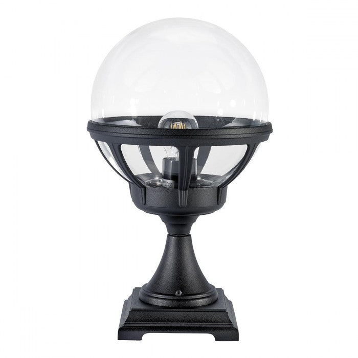 Black Neoclassic Globe Pillar Light