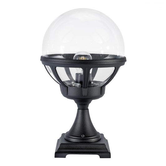 Black Neoclassic Globe Pillar Light
