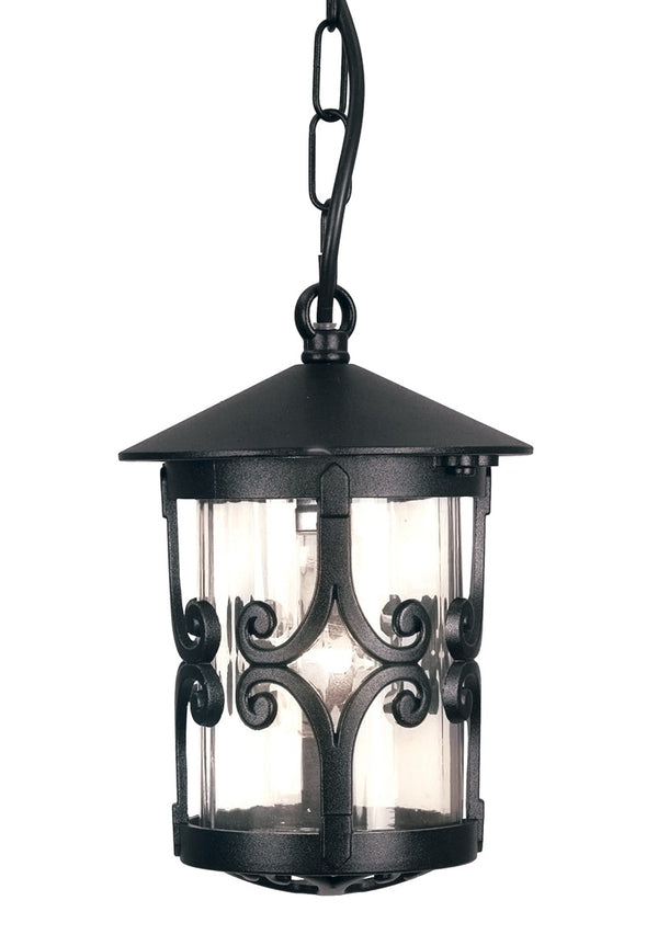 Black Ornate Chain Porch Lantern
