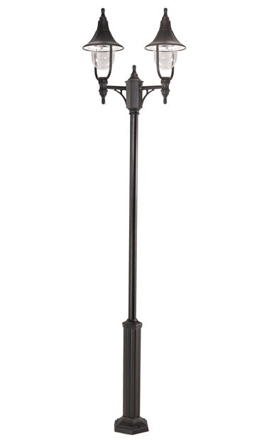 Double head black polymer garden lamp post set