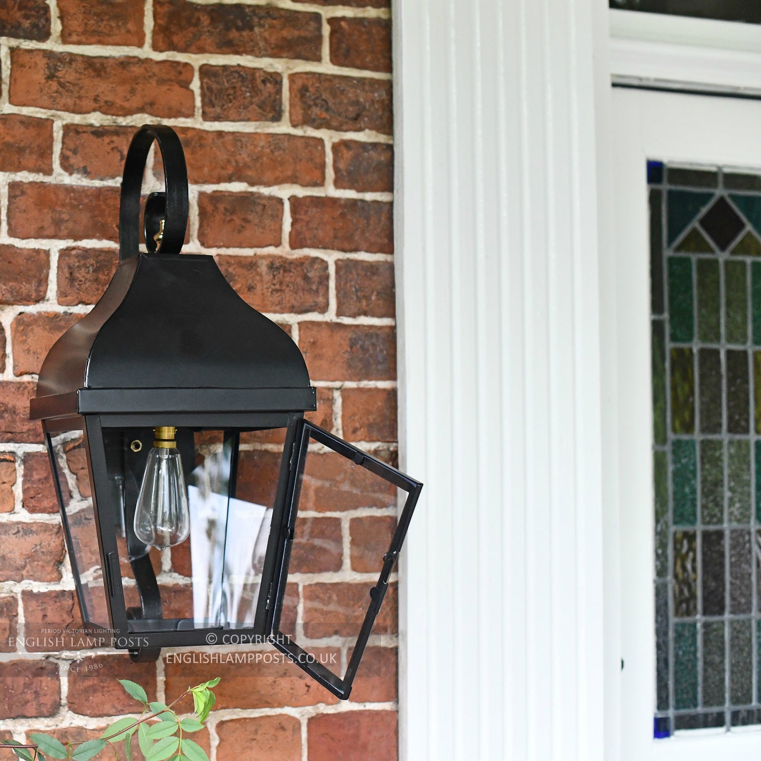 Black Porch Wall Lantern With Opening Front Door