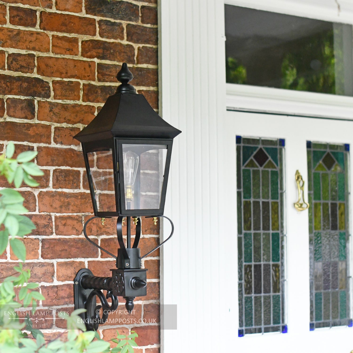 Black Royston Victorian Garden Wall Light Installed By Front Door