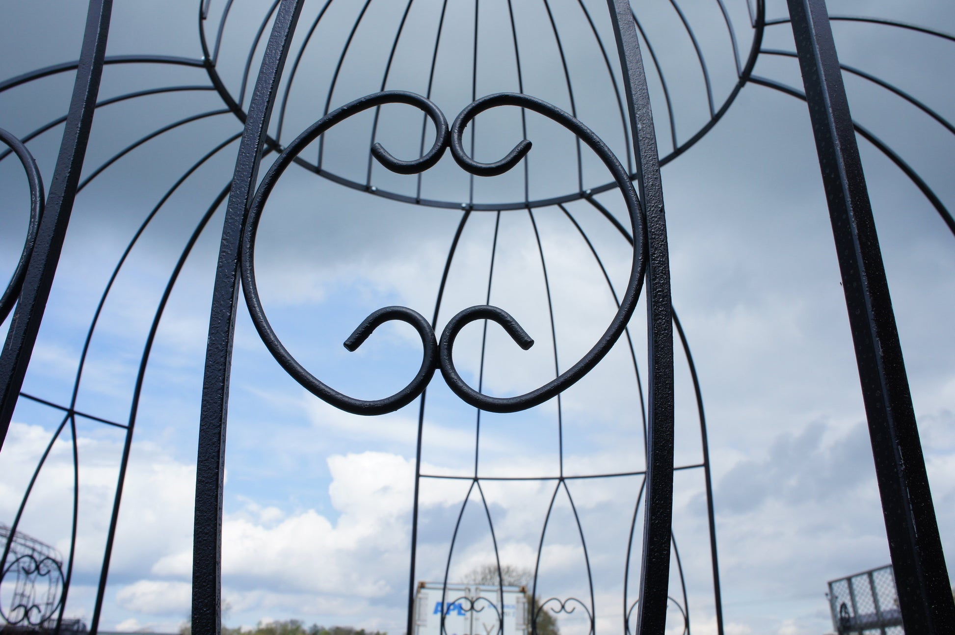 black scroll design gazebo