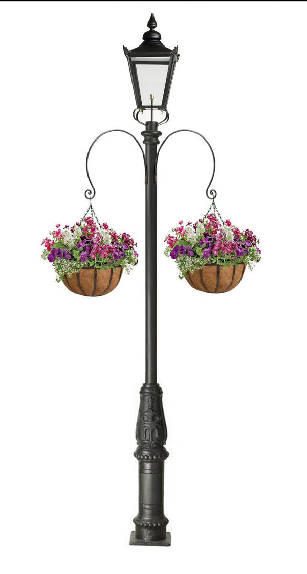Set of Black Scrolled Hanging Baskets & Brackets