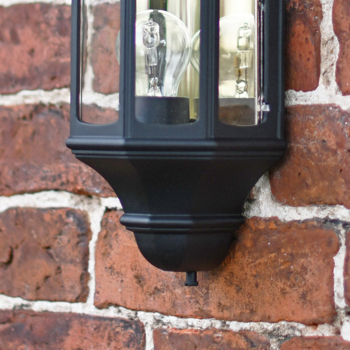 Black Traditional Flush Half Wall Lantern Close Up