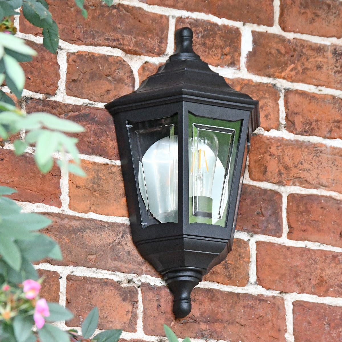 Black Traditional Flush Wall Lantern