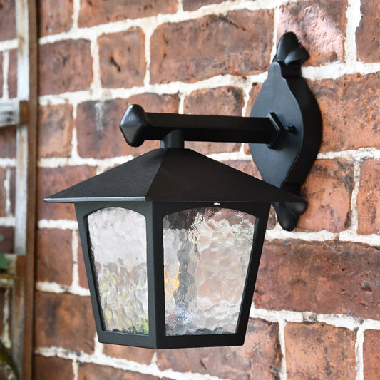 Black Traditional Top Fix Square Wall Lantern