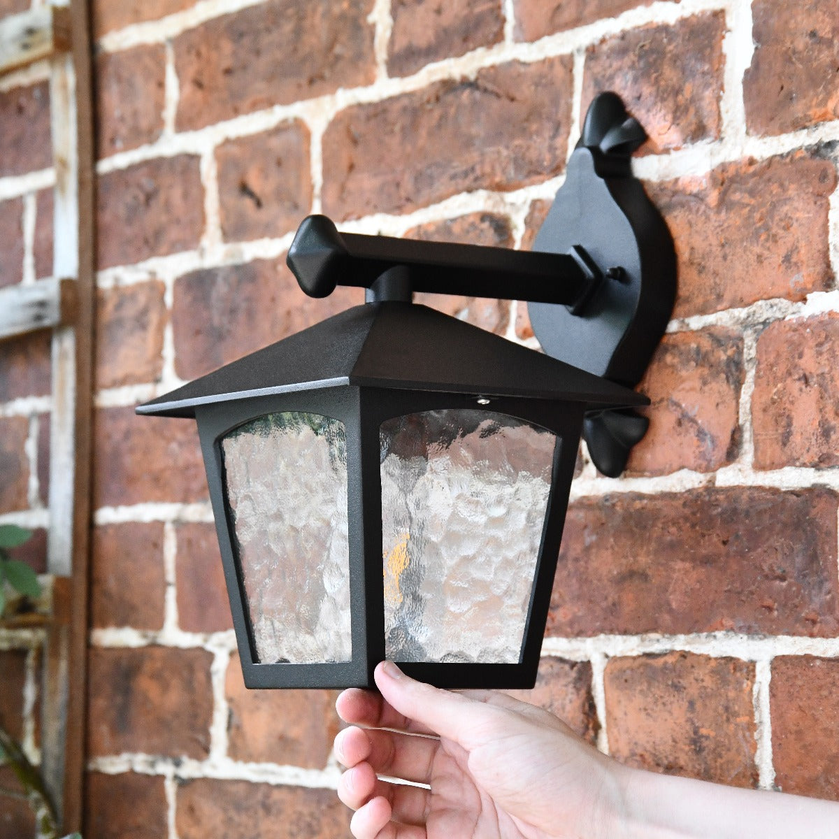 Black Traditional Top Fix Square Wall Lantern