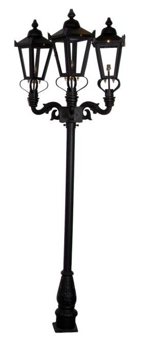 “Holyrood” 2.3m Triple Headed Black Victorian Lamp Post 