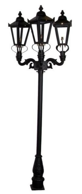 “Holyrood” 2.3m Triple Headed Black Victorian Lamp Post - thumbnail 