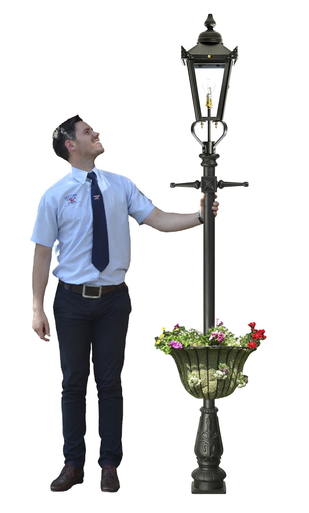 Victorian Garden Lamp Post With Circular Planter