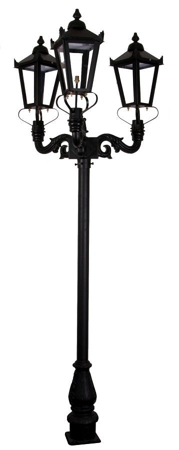 'St James' Three Headed Black Victorian Lantern and Lamp Post