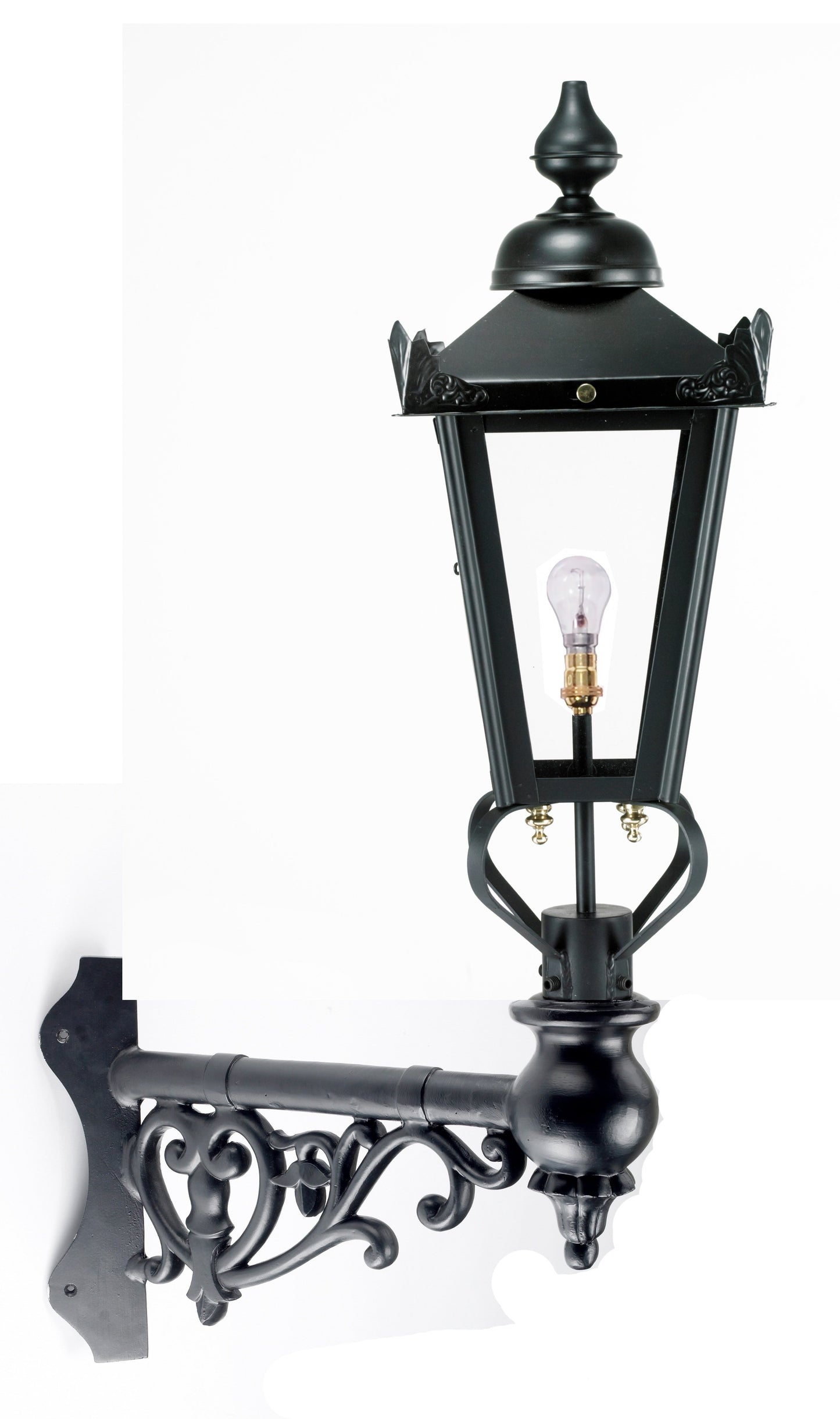 Black Victorian Wall Light On Ornate Corner Bracket