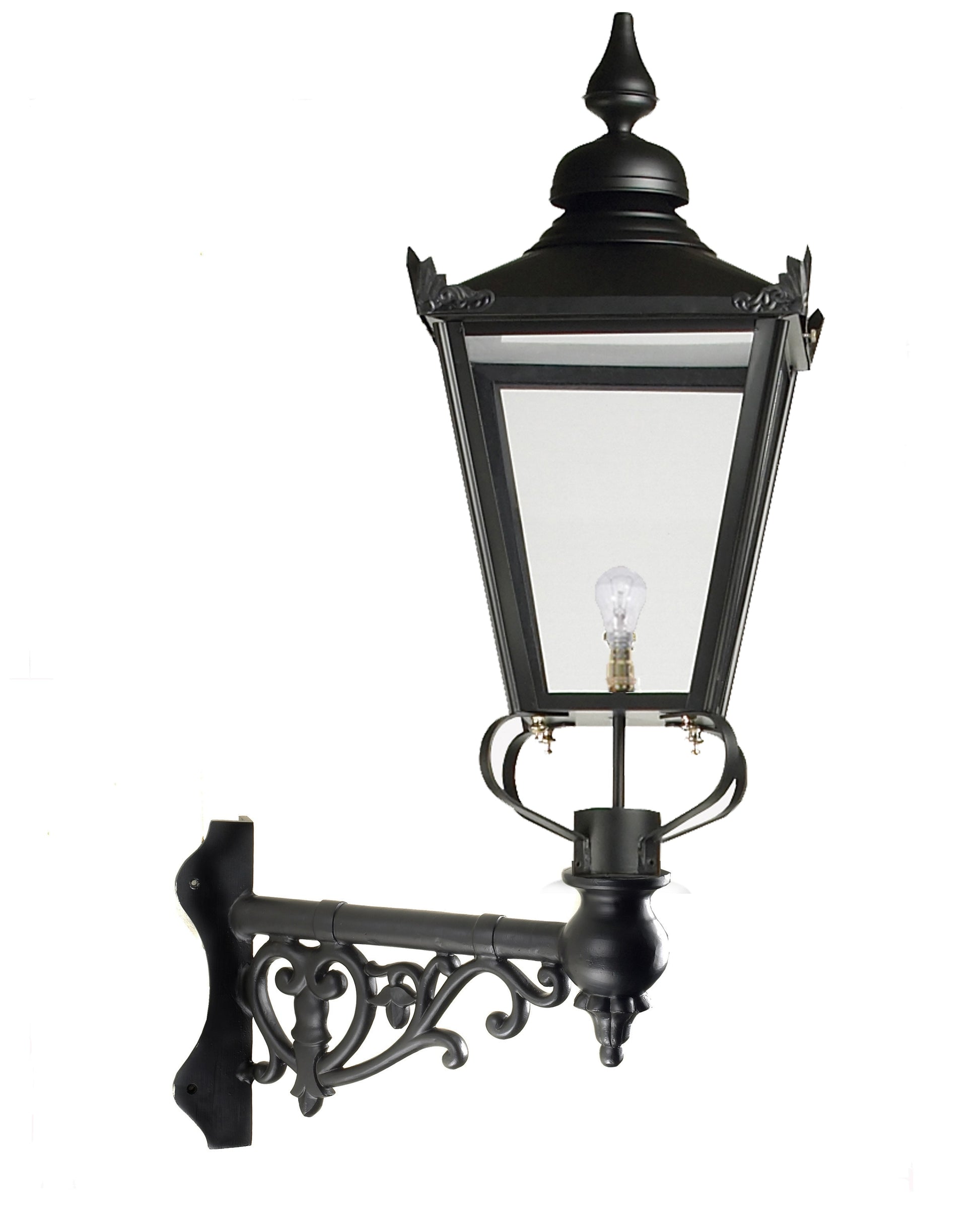 Black Victorian Wall Light On Ornate Corner Bracket