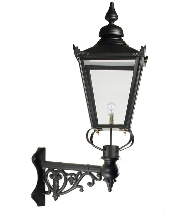 Black Victorian Wall Light On Ornate Corner Bracket