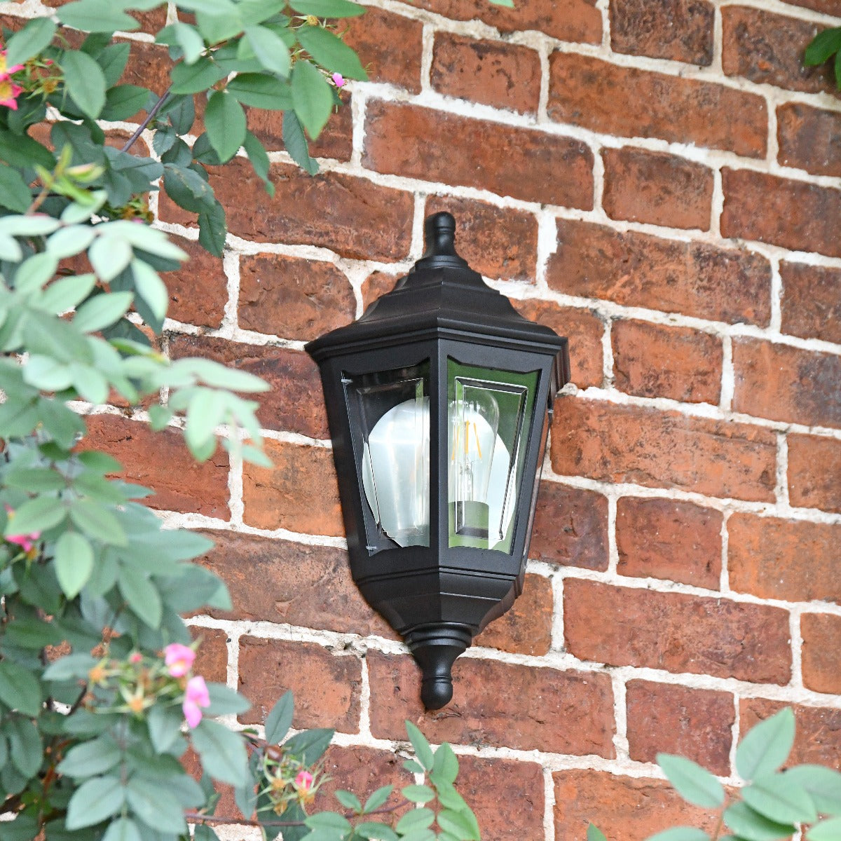 Black Victorian Wall Lantern With Reflective Backplate