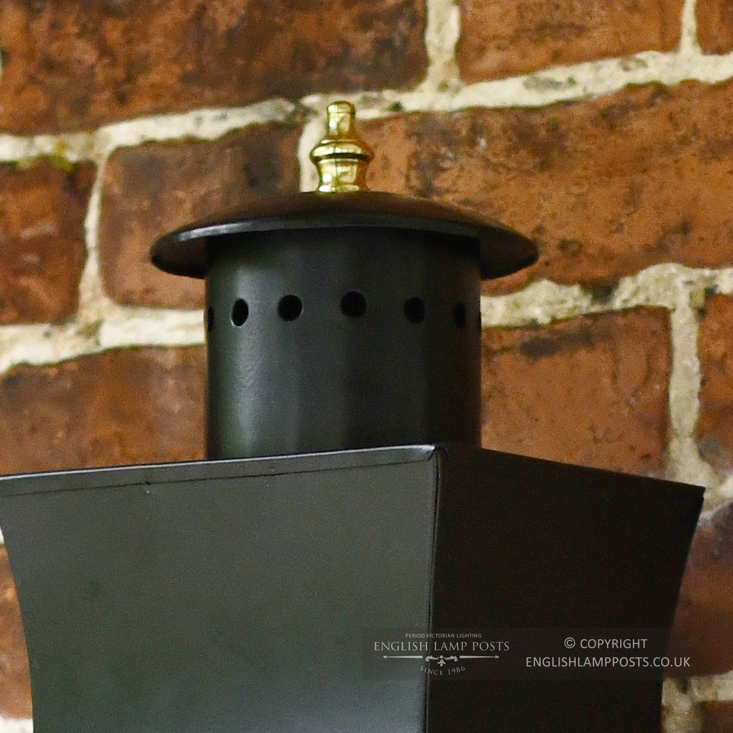 Black Wall Lantern Lid With Brass Finial