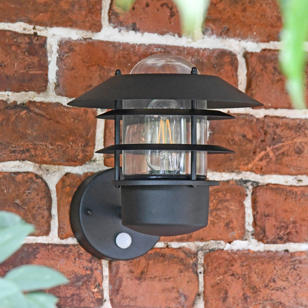 Black Modern Wall Light with Built-In PIR Sensor