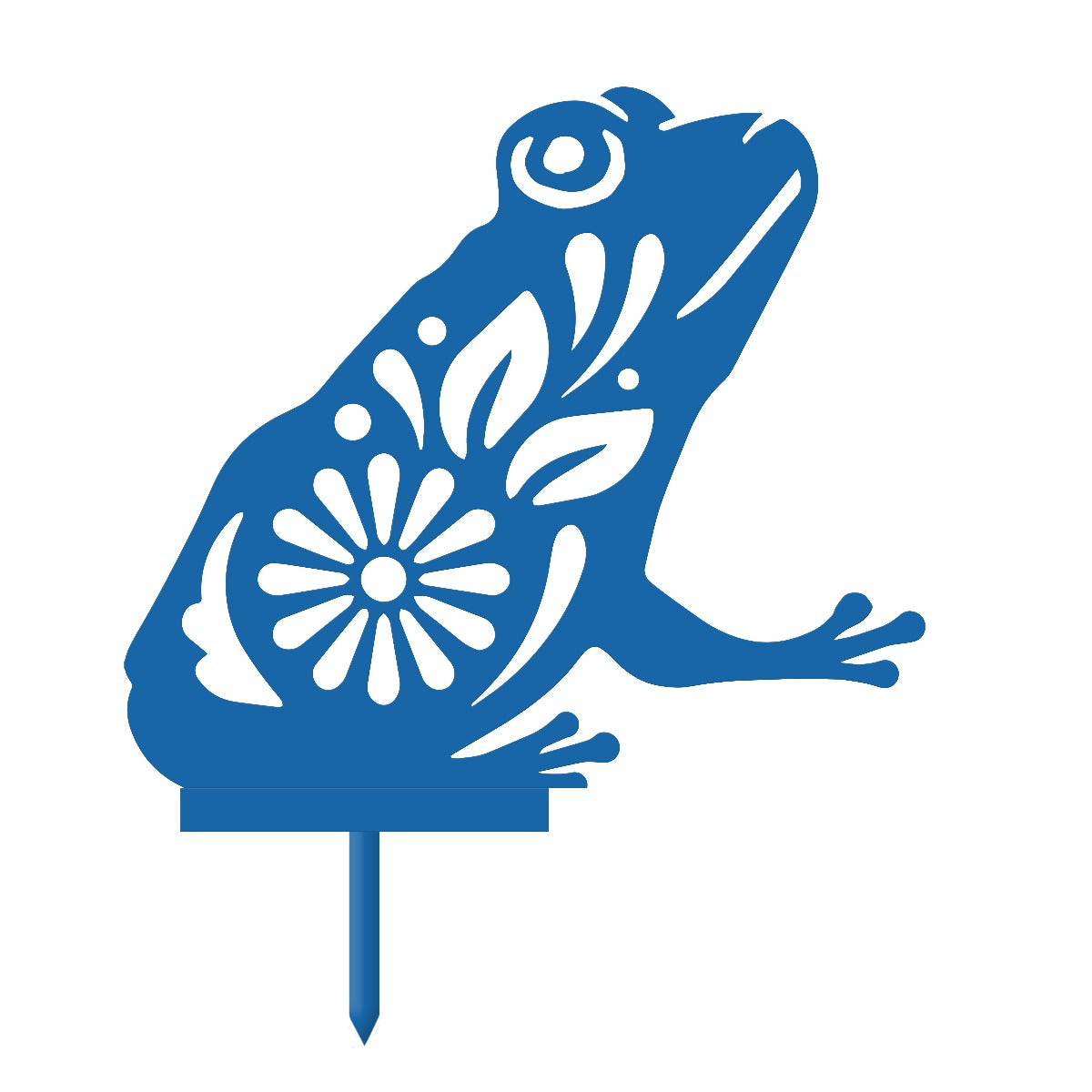 Flower Frog Garden Sheet Steel Silhouette In Blue