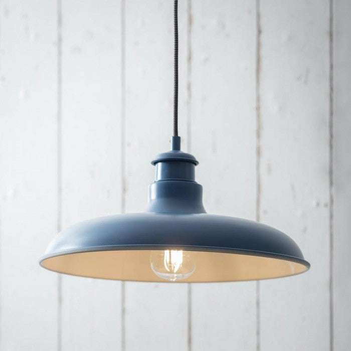 Blue Hanging Interior Barn Pendant Light by Garden Trading