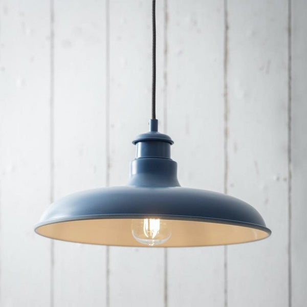 Blue Hanging Interior Barn Pendant Light by Garden Trading
