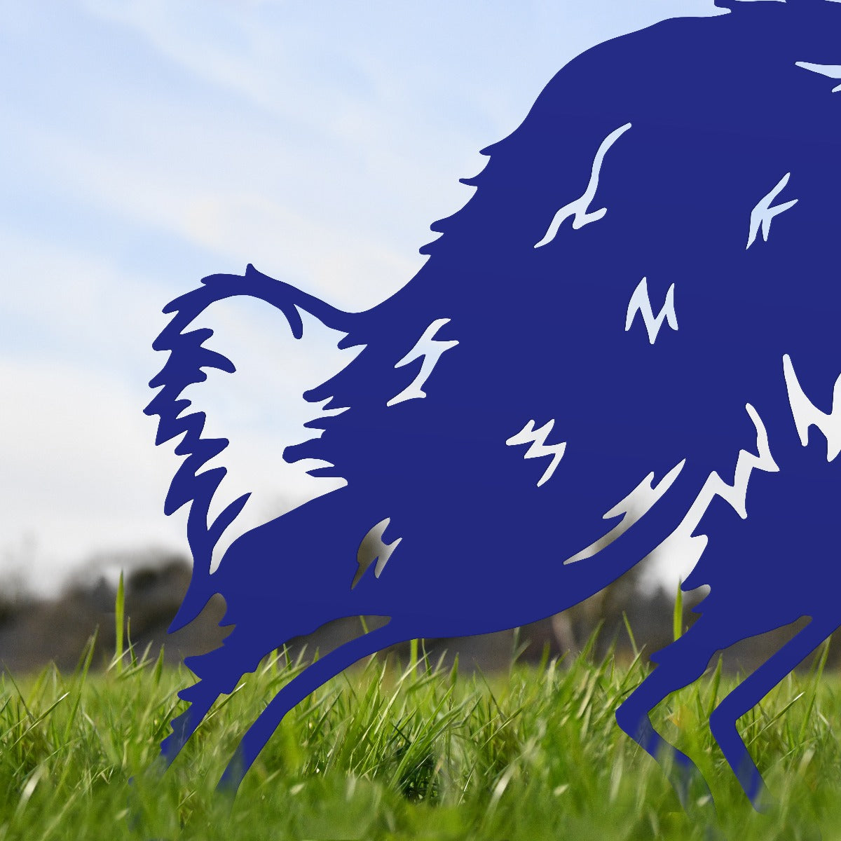 Border Collie Sheepdog Garden Sheet Steel Silhouette In Blue