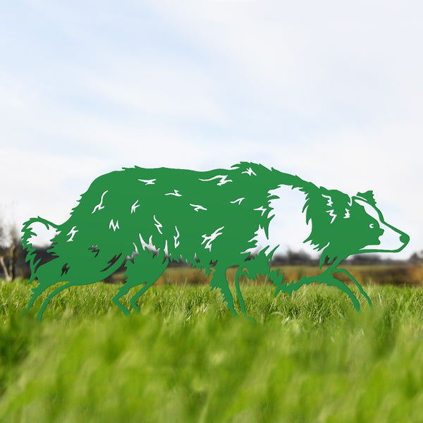 Border Collie Sheepdog Garden Sheet Steel Silhouette In Green