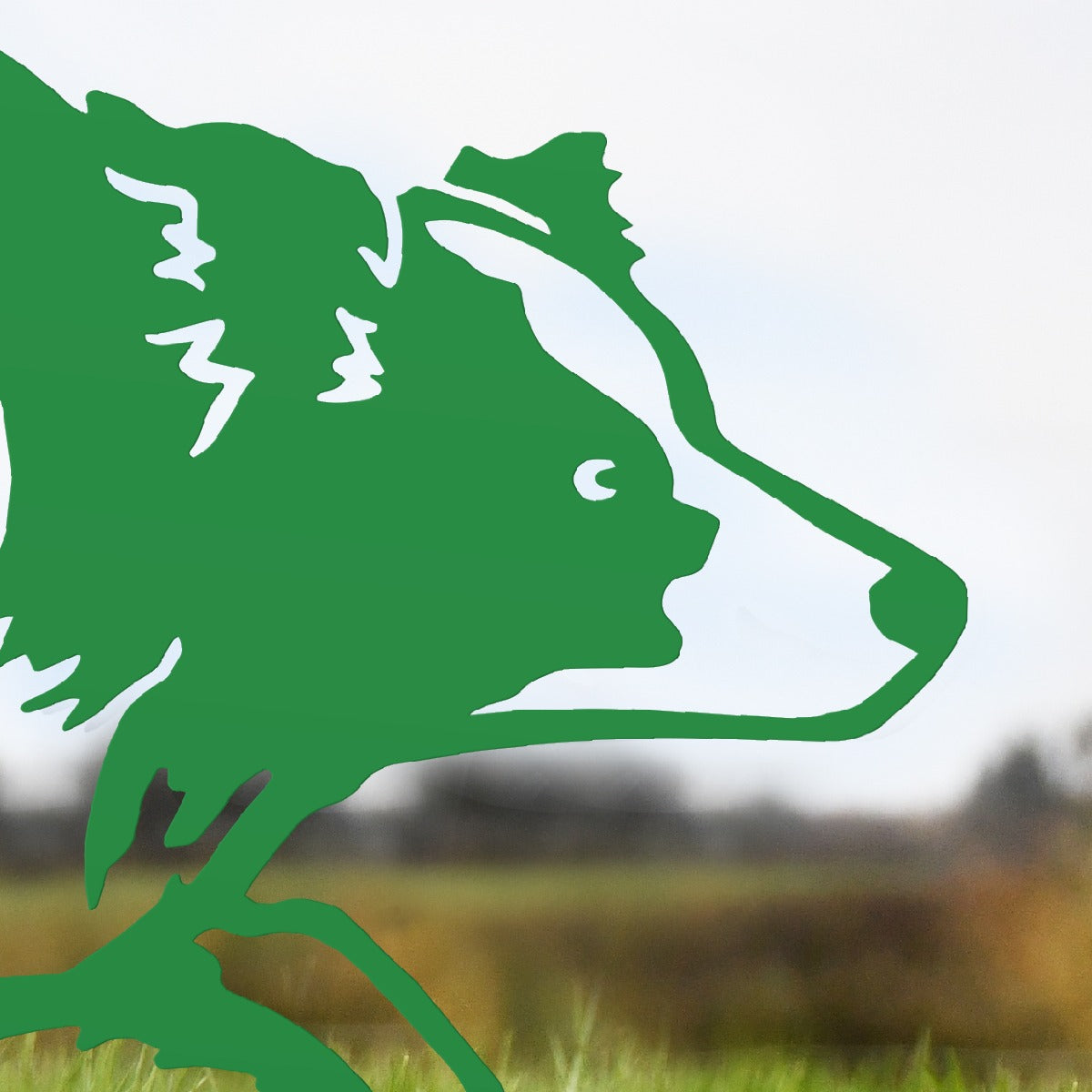 Border Collie Sheepdog Garden Sheet Steel Silhouette In Green