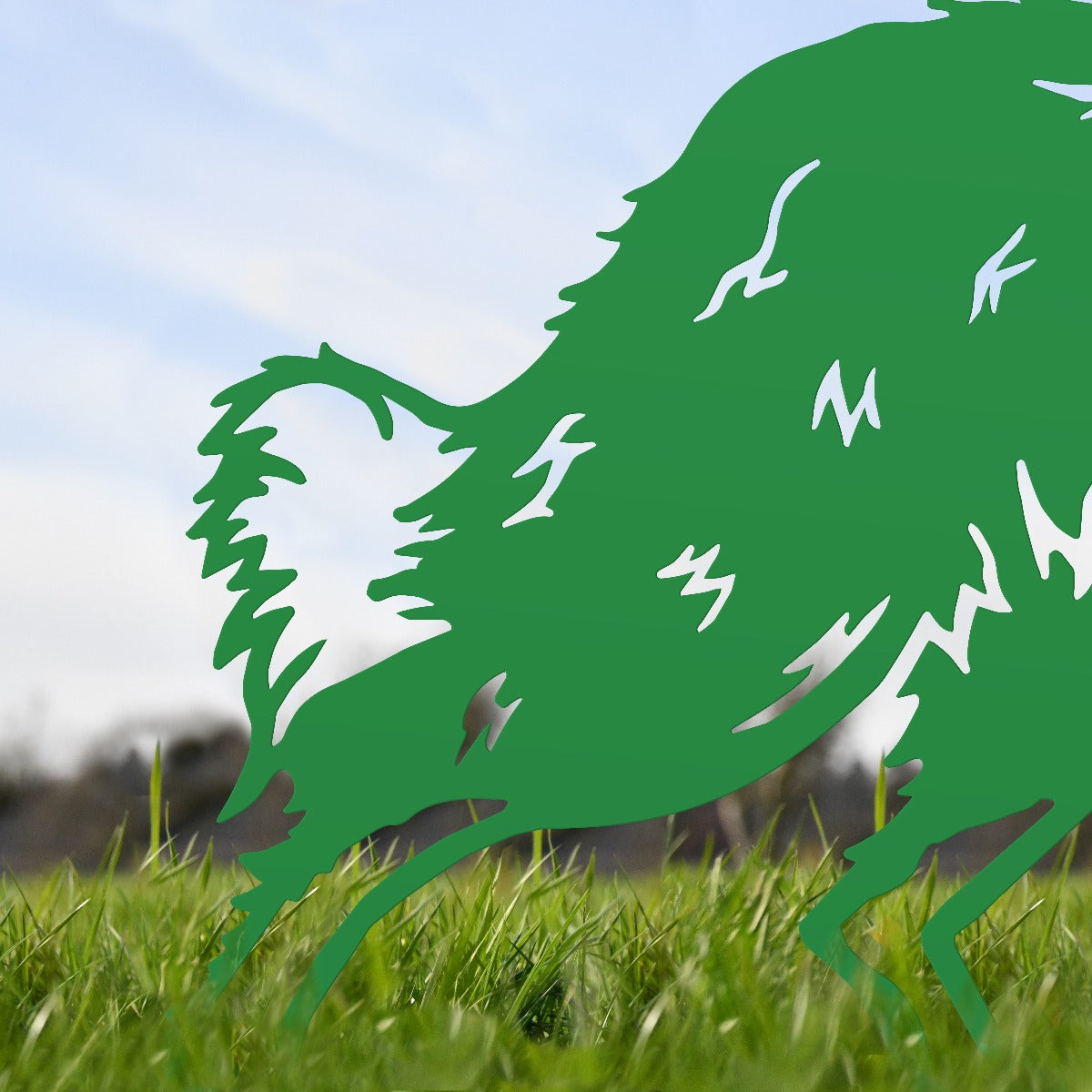 Border Collie Sheepdog Garden Sheet Steel Silhouette In Green