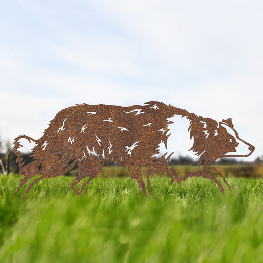 Border Collie Garden Sheet Steel Silhouette In Rustic