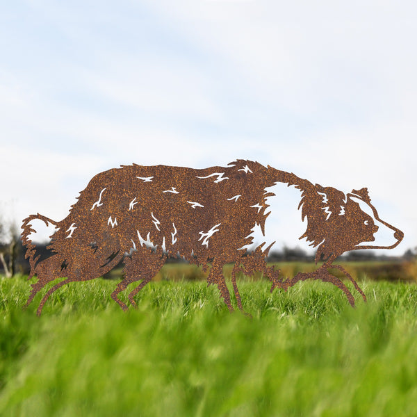 Border Collie Garden Sheet Steel Silhouette In Rustic